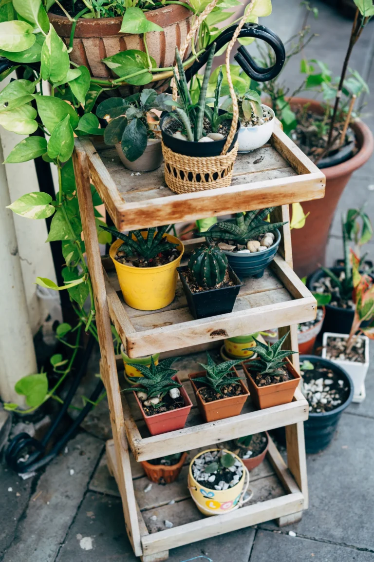 Vertical planter system on a balcony wall