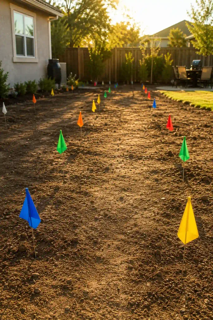 marking flags in a yard picture