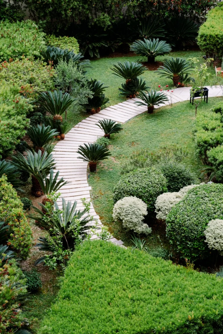 Diagonal paving pattern making a small garden feel larger